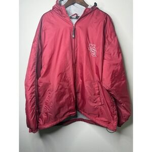 Vintage 90s Starter Jacket Size XL Full Zip Hooded MSU Logo Mississippi State